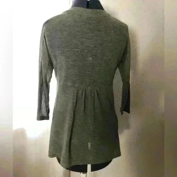 Eyeshadow Super Thin Light Front Buttons Olive Green? Cardigan Women Medium - Picture 3 of 8